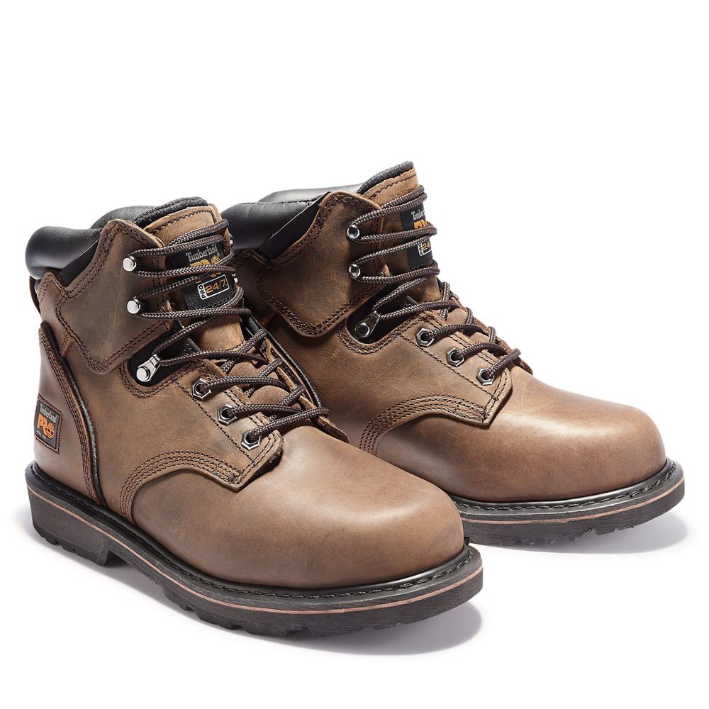 Timberland Mens Work Boots PRO® Pit Boss 6\" Steel Toe - Brown - India UP9128645